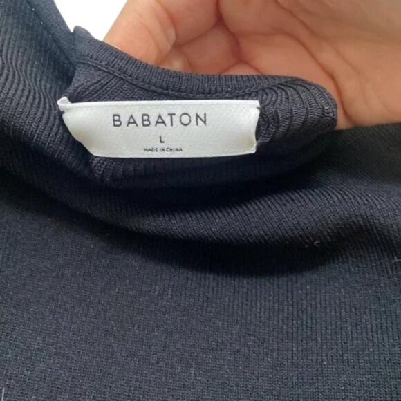 Aritzia Babaton Black Long Sleeve Stretchy Midi Anzai Dress Size L NWT - Picture 4 of 7